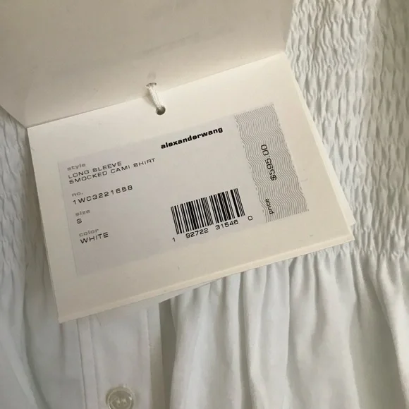 NWT Alexander Wang Long Sleeve Smocked Cami Oversize Poplin Cotton Shirt Dress S - Picture 6 of 15